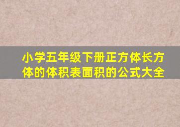 小学五年级下册正方体长方体的体积表面积的公式大全