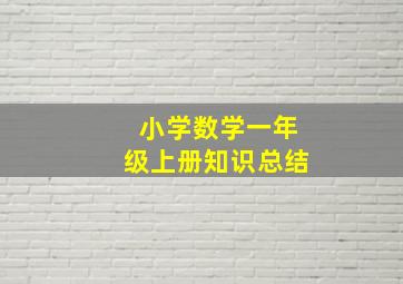 小学数学一年级上册知识总结