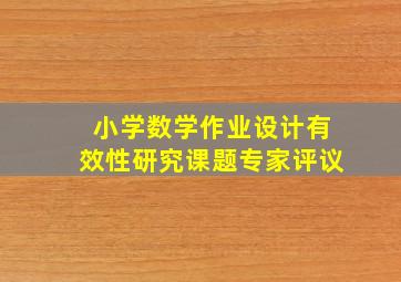 小学数学作业设计有效性研究课题专家评议