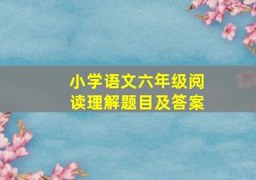 小学语文六年级阅读理解题目及答案