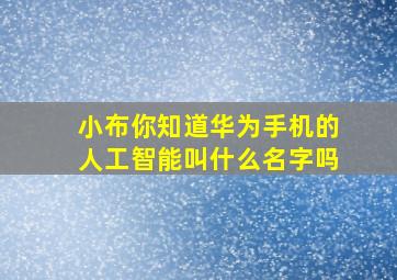 小布你知道华为手机的人工智能叫什么名字吗