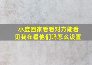 小度回家看看对方能看见我在看他们吗怎么设置