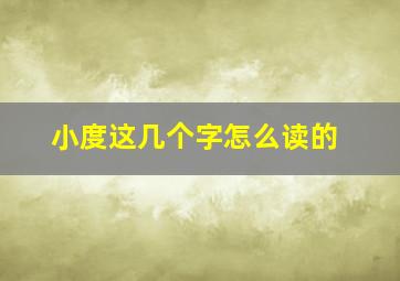 小度这几个字怎么读的