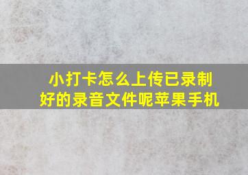 小打卡怎么上传已录制好的录音文件呢苹果手机