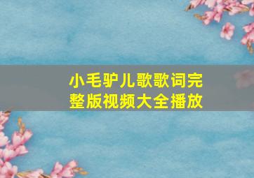 小毛驴儿歌歌词完整版视频大全播放