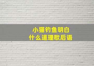 小猫钓鱼明白什么道理歇后语