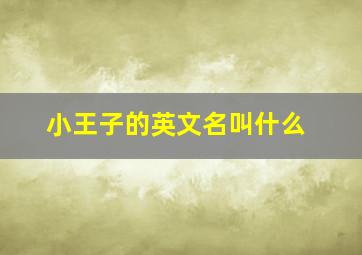 小王子的英文名叫什么