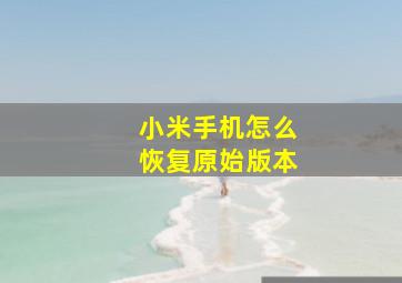 小米手机怎么恢复原始版本