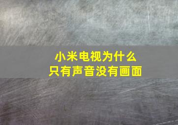 小米电视为什么只有声音没有画面