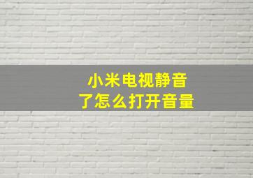 小米电视静音了怎么打开音量