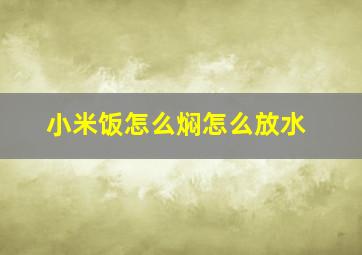 小米饭怎么焖怎么放水