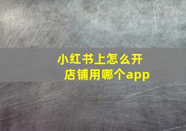 小红书上怎么开店铺用哪个app