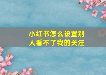 小红书怎么设置别人看不了我的关注