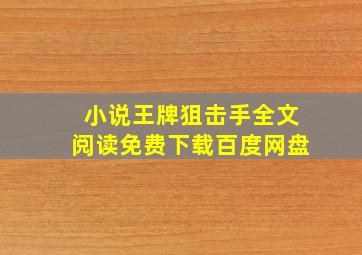 小说王牌狙击手全文阅读免费下载百度网盘