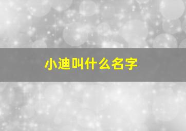 小迪叫什么名字