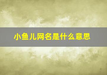 小鱼儿网名是什么意思