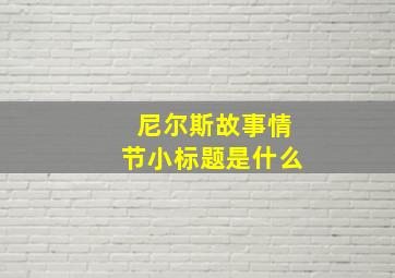 尼尔斯故事情节小标题是什么