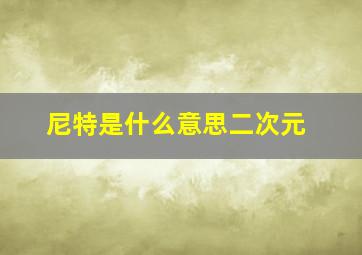 尼特是什么意思二次元