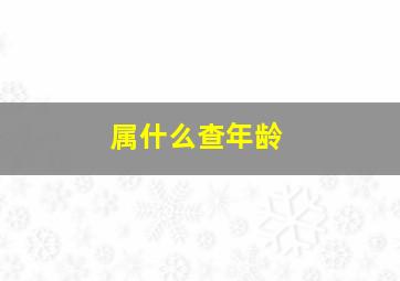 属什么查年龄