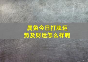 属兔今日打牌运势及财运怎么样呢