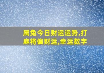 属兔今日财运运势,打麻将偏财运,幸运数字