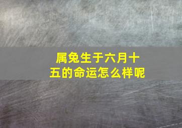 属兔生于六月十五的命运怎么样呢