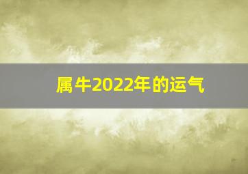 属牛2022年的运气