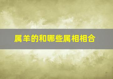 属羊的和哪些属相相合