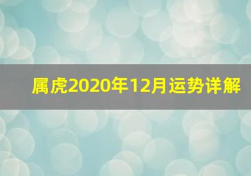 属虎2020年12月运势详解