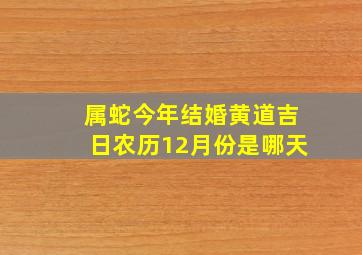 属蛇今年结婚黄道吉日农历12月份是哪天