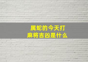 属蛇的今天打麻将吉凶是什么