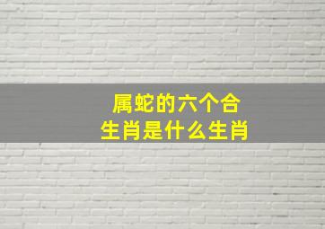 属蛇的六个合生肖是什么生肖