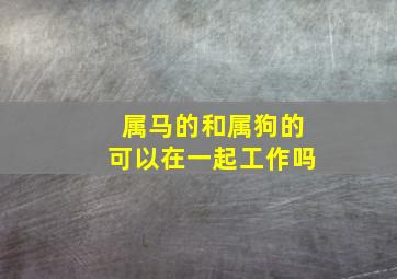 属马的和属狗的可以在一起工作吗