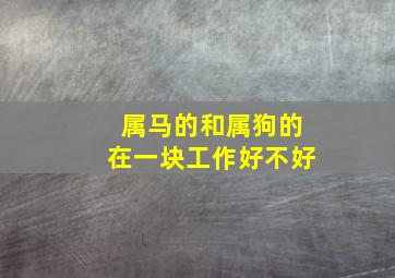 属马的和属狗的在一块工作好不好