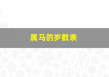 属马的岁数表