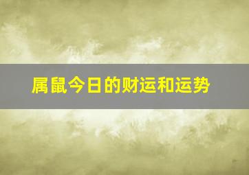 属鼠今日的财运和运势