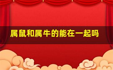 属鼠和属牛的能在一起吗