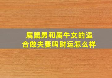 属鼠男和属牛女的适合做夫妻吗财运怎么样