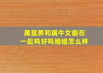 属鼠男和属牛女能在一起吗好吗婚姻怎么样