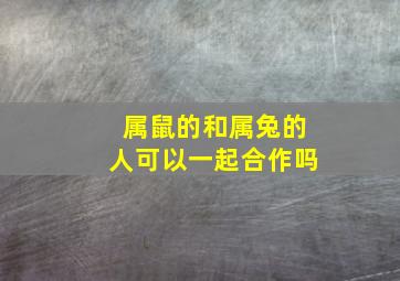 属鼠的和属兔的人可以一起合作吗