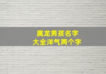 属龙男孩名字大全洋气两个字