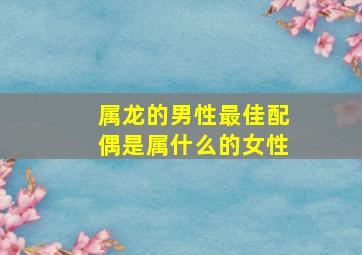 属龙的男性最佳配偶是属什么的女性