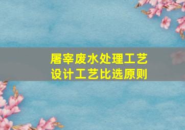 屠宰废水处理工艺设计工艺比选原则