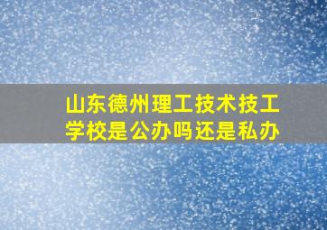 山东德州理工技术技工学校是公办吗还是私办