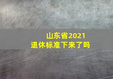 山东省2021退休标准下来了吗