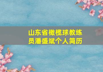 山东省橄榄球教练员潘盛斌个人简历