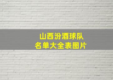 山西汾酒球队名单大全表图片