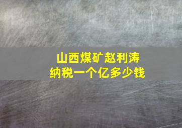 山西煤矿赵利涛纳税一个亿多少钱