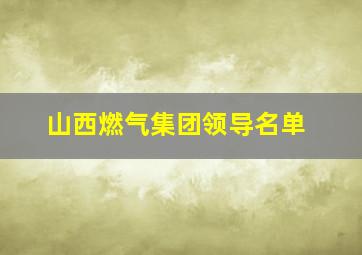 山西燃气集团领导名单