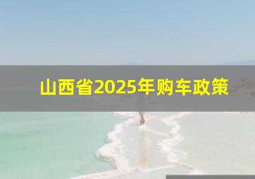 山西省2025年购车政策